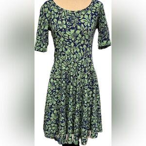 LuLaRoe Green and Blue Floral Midi Dress